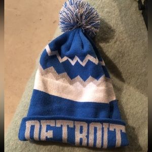 Detroit Pom hat one size blue beanie